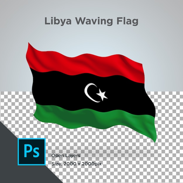 PSD libya flag wave transparent psd