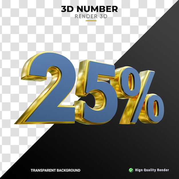 Liczba procent 3d niebieski i delikatny złoty tekstura realistyczne renderowanie