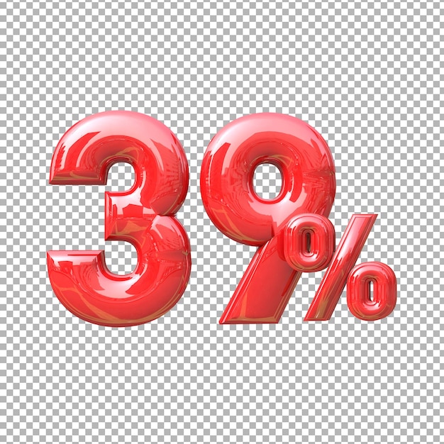 Liczba 39 Procent Znak Symbol Kolor Czerwony 3d Premium Psd