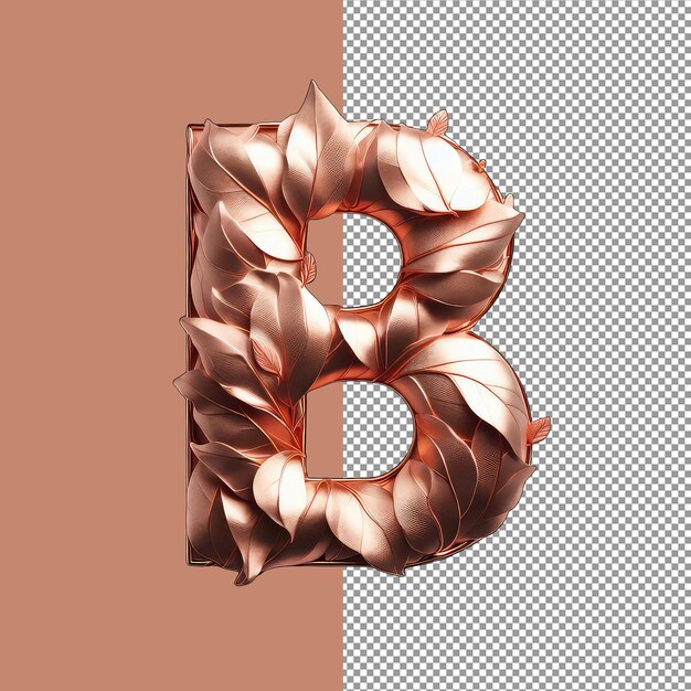 PSD liczba w rose gold leaves 3d png