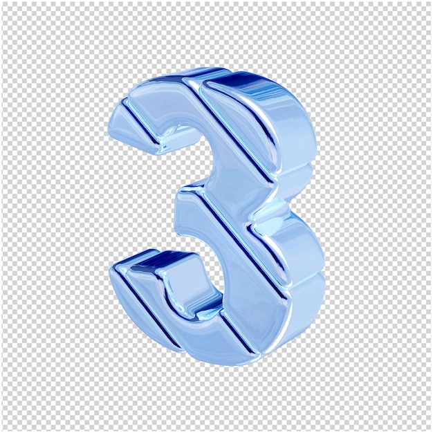 Liczby z niebieskiego lodu zwróciły się w lewo. 3d numer 3
