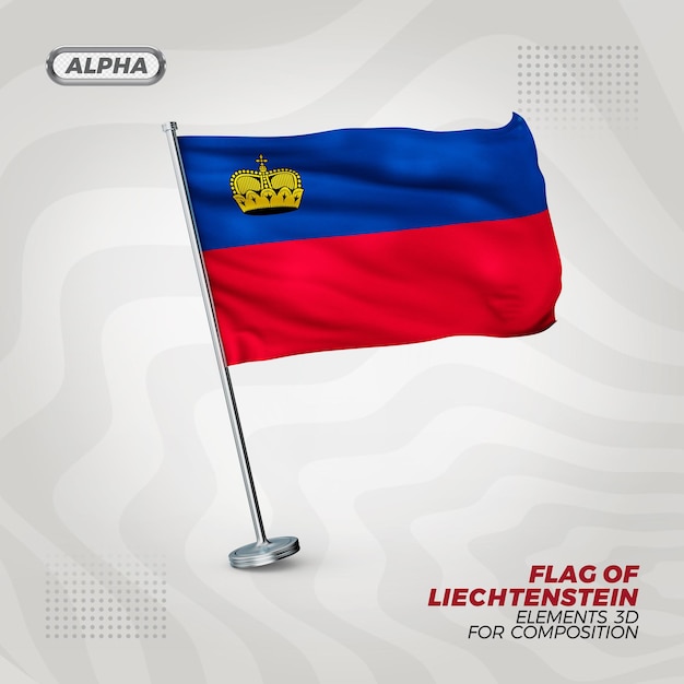 Liechtenstein realistic 3d textured flag for composition