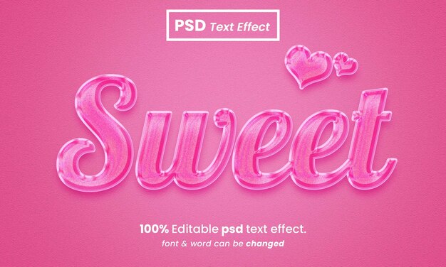 Lief mooi 3D-teksteffect bewerkbaar psd-teksteffect