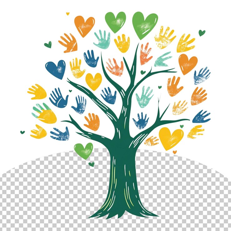 PSD liefdadigheid veelkleurig logo png illustratie