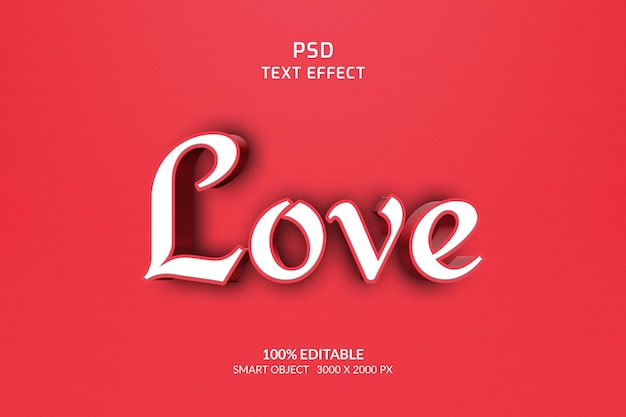 Liefde 3D-tekststijleffect Psd-sjabloon