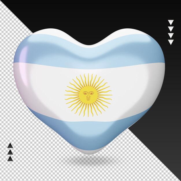 Liefde argentinië vlag haard 3d-rendering vooraanzicht