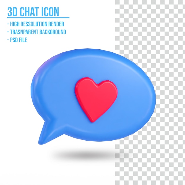 PSD liefde chat bubble 3d icoon