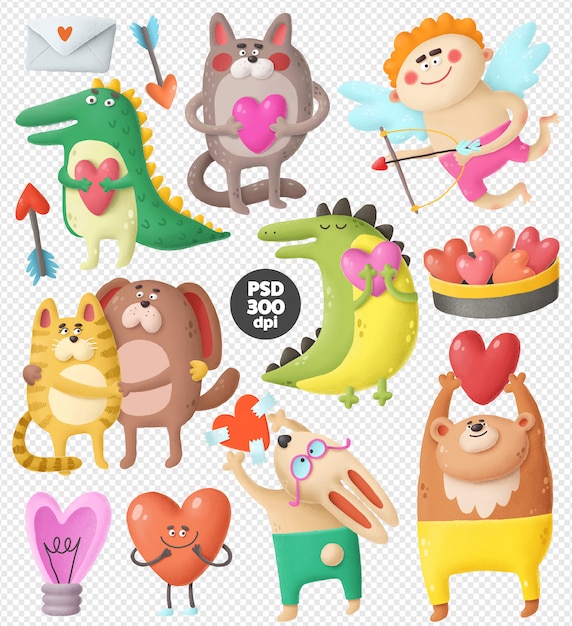 PSD liefde clip art collectie