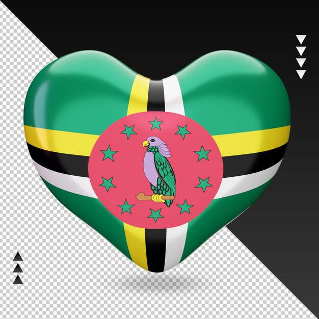 PSD liefde dominica vlag haard 3d-rendering vooraanzicht