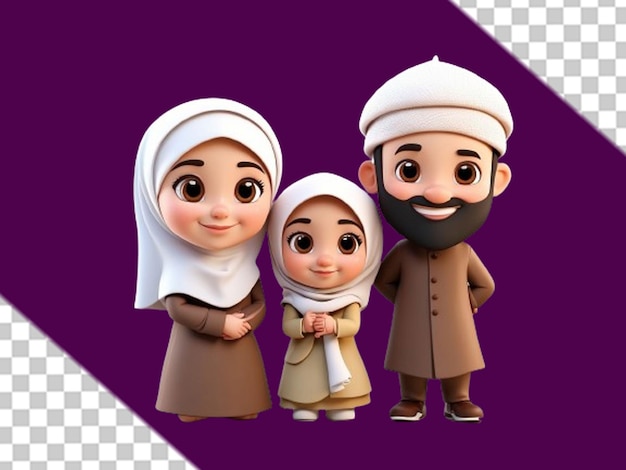 Liefde en gelach gezonde 3d cartoon van een moslimfamilie