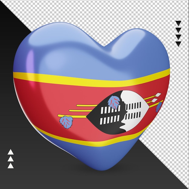 PSD liefde eswatini vlag haard 3d-rendering linker weergave