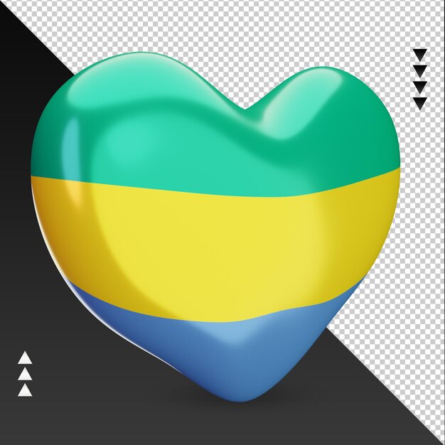 Liefde gabon vlag haard 3d-rendering linker weergave