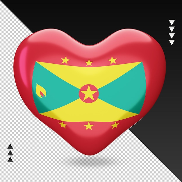 PSD liefde grenada vlag haard 3d-rendering vooraanzicht