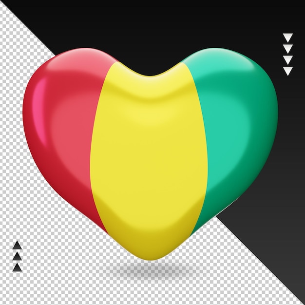 Liefde guinee-bissau vlag haard 3d-rendering vooraanzicht