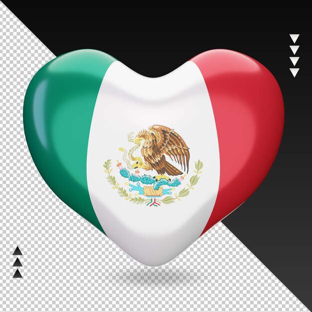 Liefde mexico vlag haard 3d-rendering vooraanzicht