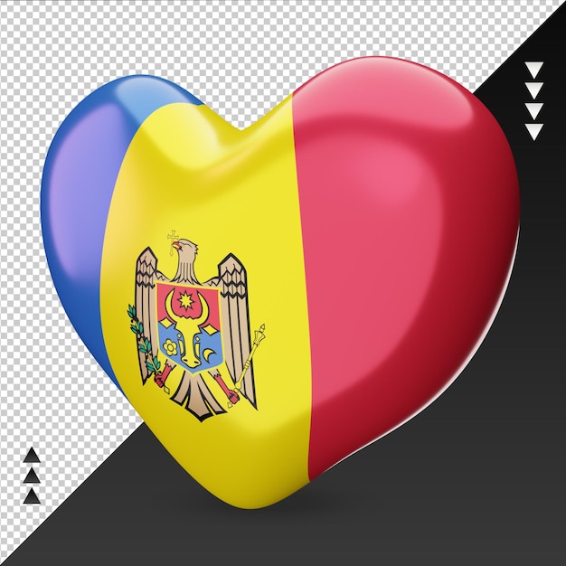 PSD liefde moldavië vlag haard 3d-rendering juiste weergave