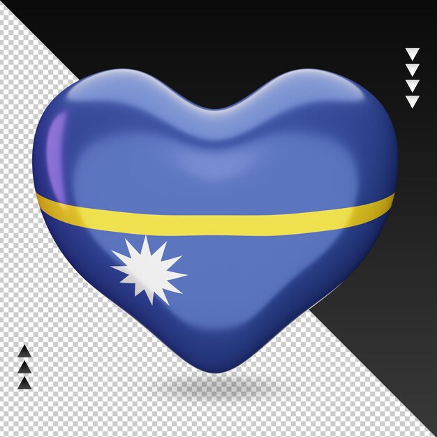 Liefde nauru vlag haard 3d-rendering vooraanzicht