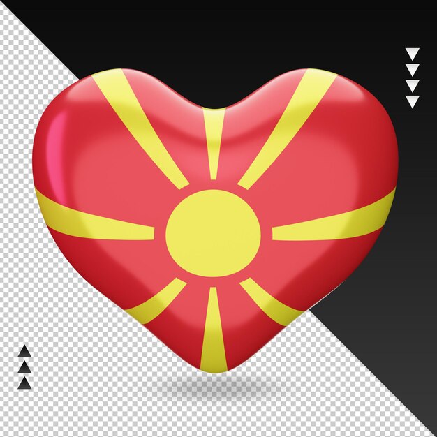 PSD liefde noord-macedonië vlag haard 3d-rendering vooraanzicht