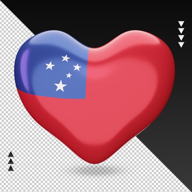 Liefde Samoa vlag haard 3D-rendering vooraanzicht