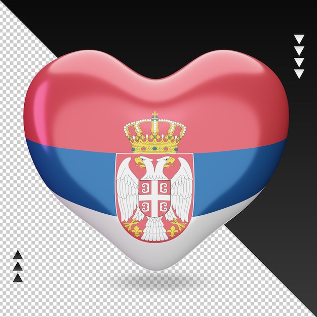 PSD liefde servië vlag haard 3d-rendering vooraanzicht