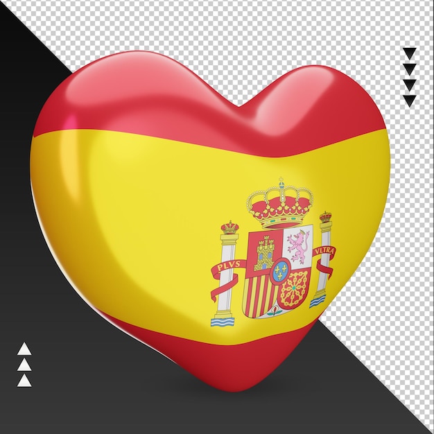 Liefde Spanje vlag haard 3D-rendering linker weergave