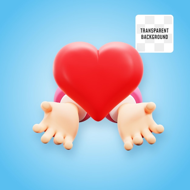 PSD liefde zorg symbool hand geven haard gebaar emoji 3d pictogram illustratie render ontwerp