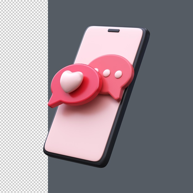 Liefdeschat voor Valentijnsdag 3D-smartphone met romantische berichten