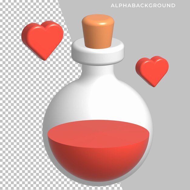 Liefdesdrank 3d-pictogramillustratie