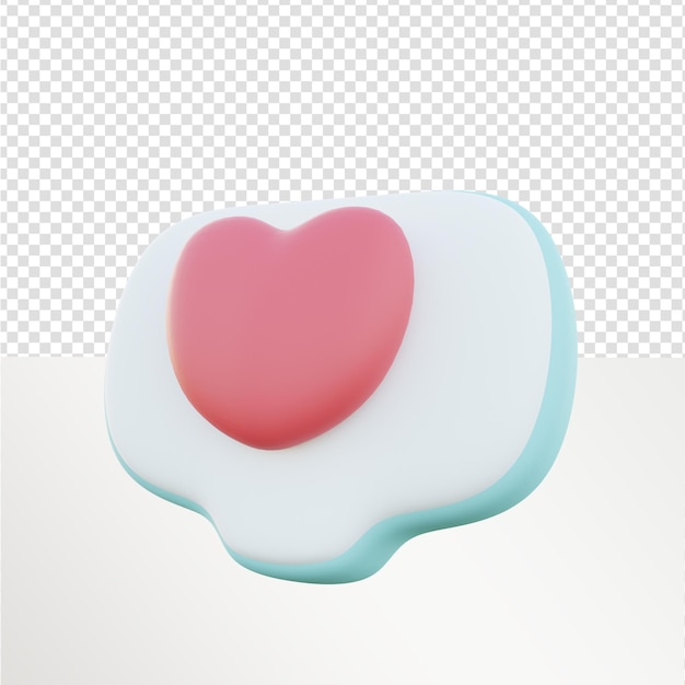 Liefdespictogram op schattige bubbelchat 3d-rendering