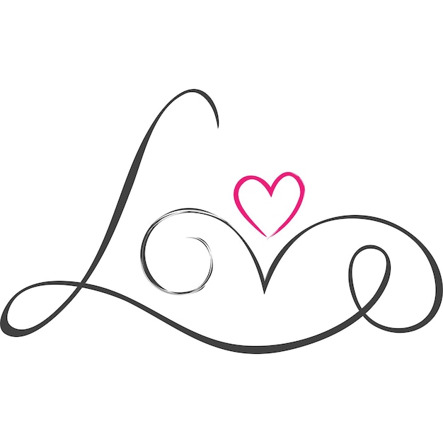 Liefdestekst en romantische decoratieve elementen