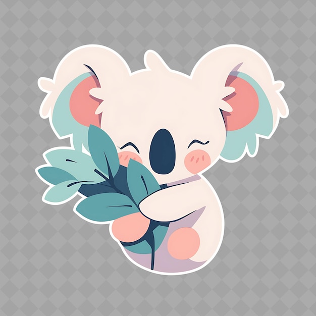 PSD liefdevolle en genegen anime koala girl met grote oren en een png creatieve cute sticker collection