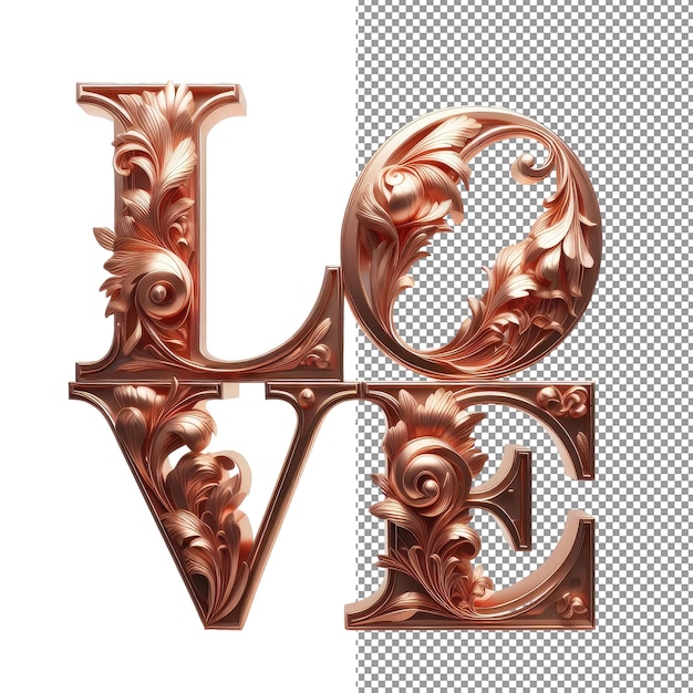 Liefdevolle typografie geïsoleerde 3D liefdeswoord op PNG-achtergrond