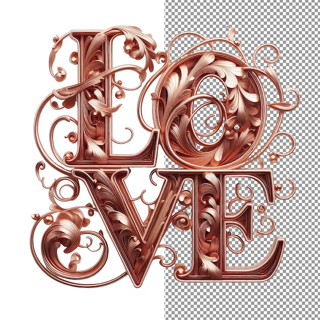 Liefdevolle typografie geïsoleerde 3D liefdeswoord op PNG-achtergrond