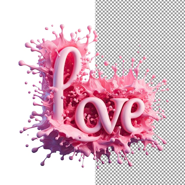 Liefdevolle typografie geïsoleerde 3D liefdeswoord op PNG-achtergrond
