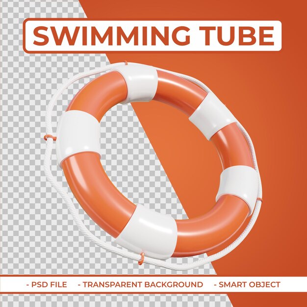 Life buoy rescue tube summer elements in 3d rendering