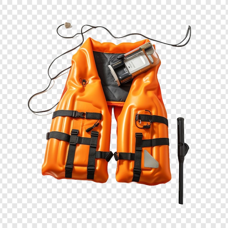 PSD life saving equipment life jackets isolated on transparent background