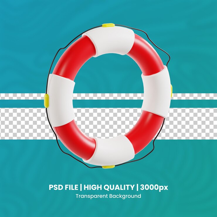PSD lifebuoy 3d high quality render protection and security transparent background