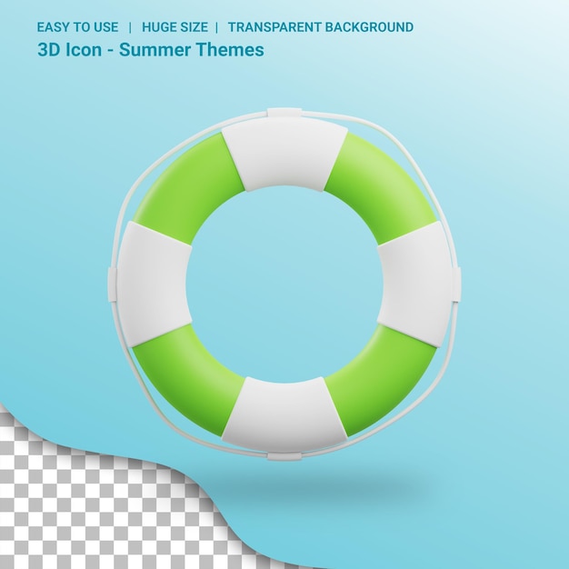 Lifebuoy 3d illustration with transparent background