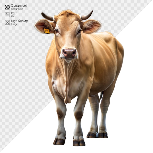 PSD lifelike illustration of a dairy cow on a clean background