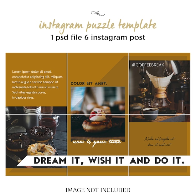 Modello di puzzle di stile di vita instagram o collage di instagram