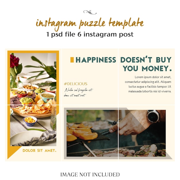 PSD modello di puzzle di stile di vita instagram o collage di instagram