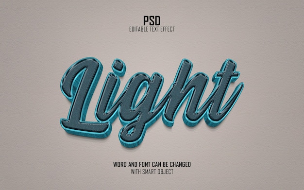 Light 3d editable psd text effect with background