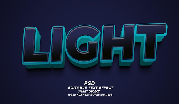 PSD light 3d editable text effect photoshop psd template