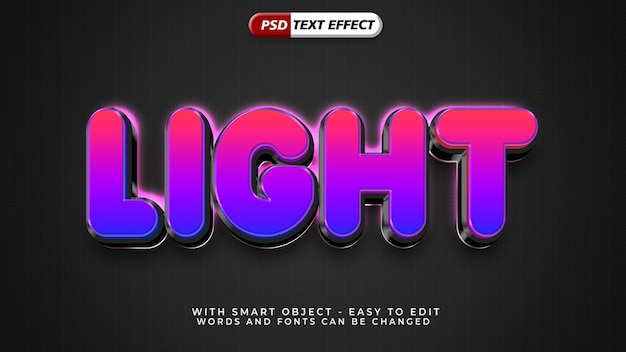 Light 3d style text effect