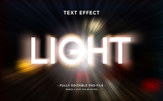 PSD light  in the background text effect