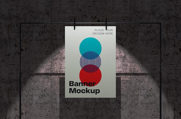 PSD light over banner mockup design