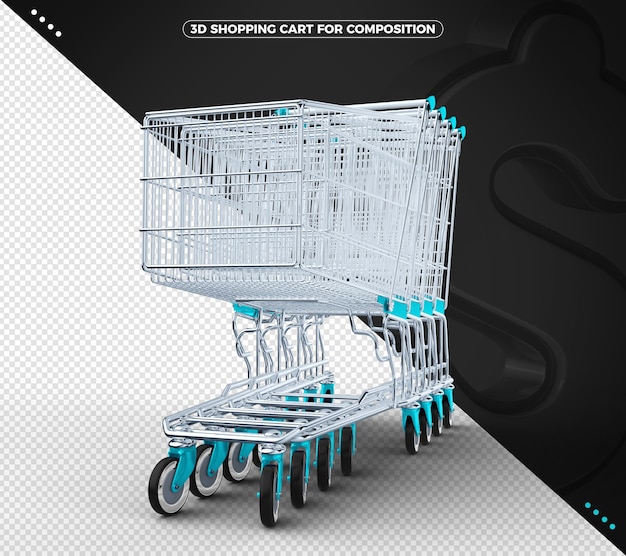 PSD Светло-голубой 3d корзина на сплошном черном фоне