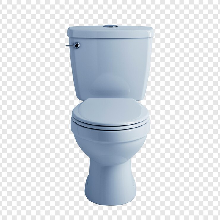PSD light blue toilet on transparent background