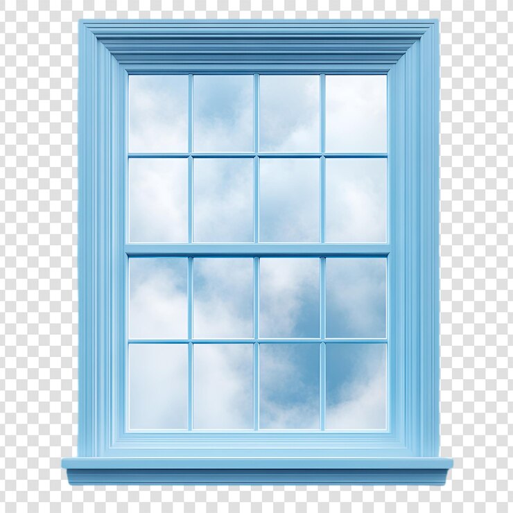 PSD light blue window frame cloudscape view