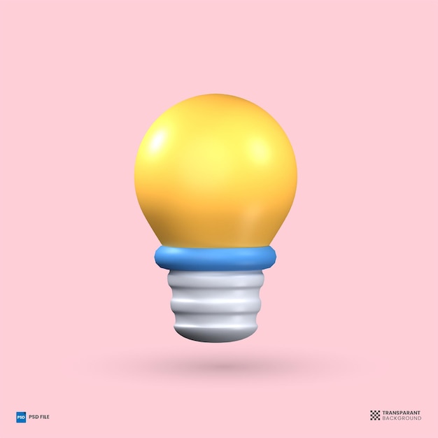 PSD lampadina 3d icona idea 3d lampada render illustrazione